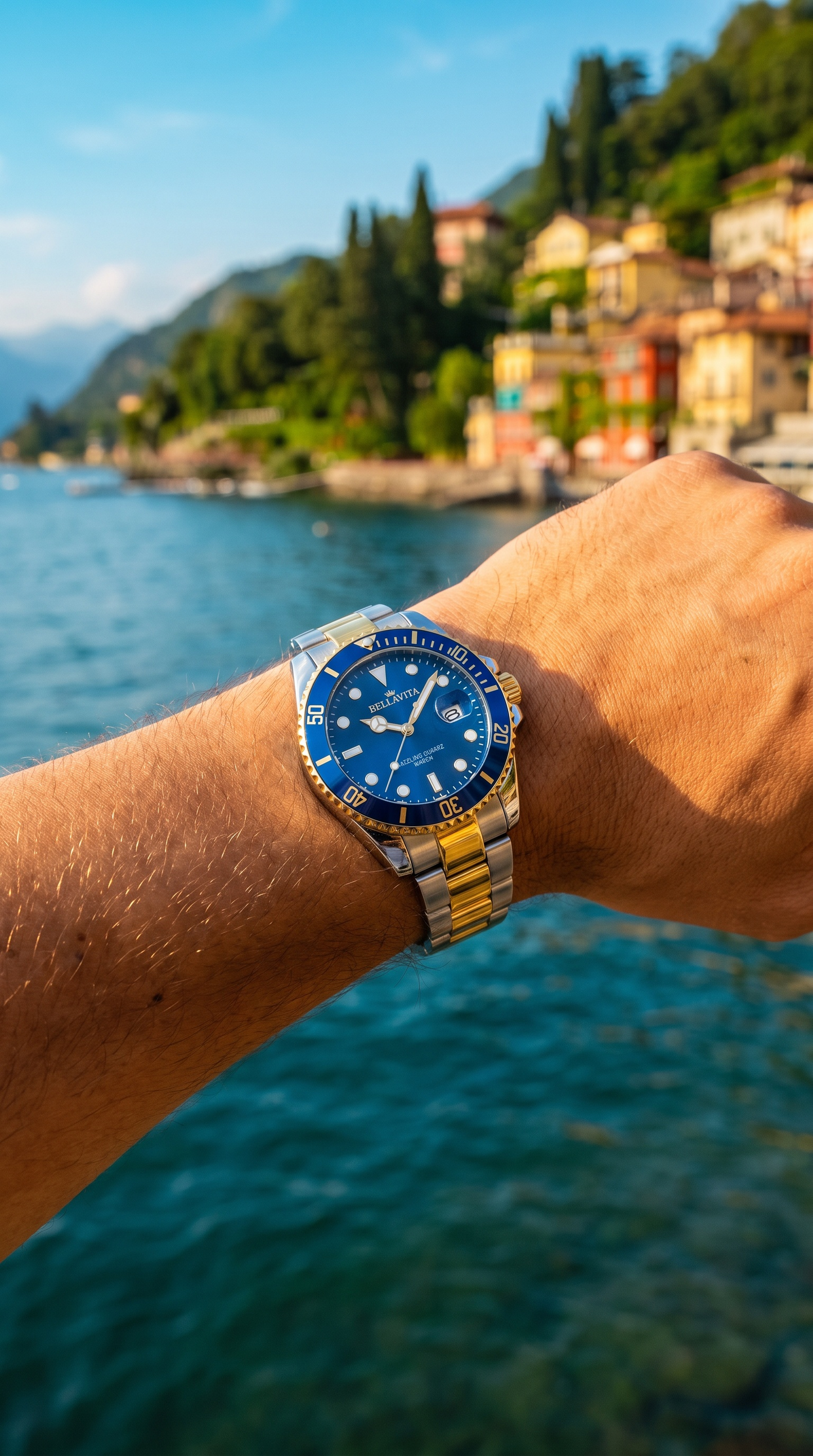 Bellavita Sport Watch -- Two-Tone Blue